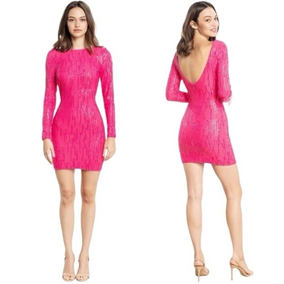 Dress the Population Pink Sequin Mini Dress - Picture 1 of 12